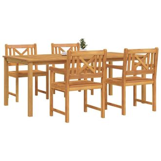 Berkfield Home Durable 5 Piece Garden Dining Set Solid Wood Acacia in Brown