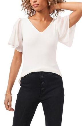 1.State Flutter Sleeve Rib Knit T-Shirt in Soft Ecru at Nordstrom Rack, Size X-Small