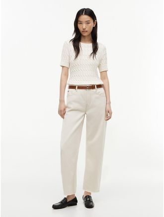 Tommy Hilfiger Womens Stretch High-Rise Barrel Jean - White - 00