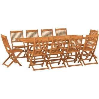 vidaXL Set Comedor De Jard&iacute;n 11piezas Madera Maciza Acacia 220x90x75cm Vidaxl