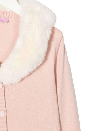 Blumarine Faux-Fur Collar Cardigan - Pink