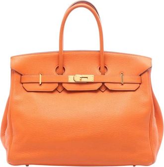 Herm&egrave;s 2005 Taurillon Clemence Birkin Retourne 35 handbag - Arancione