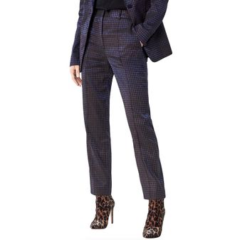 Diane Von Fürstenberg blue metallic jacquard straight pants Size XXS