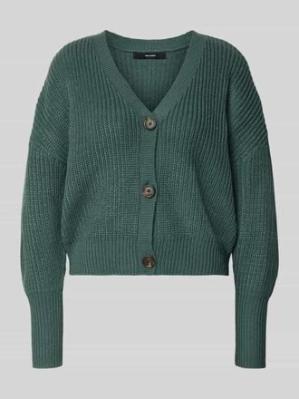 Vero Moda Regular Fit Strickjacke mit Schmuckkn&ouml;pfen Modell LEA in Dunkelgruen, Gr&ouml;&szlig;e L