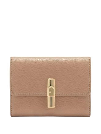 Furla Iride grained compact wallet - women - Calf Leather/Viscose/Polyester/Polyurethane - One Size - Neutrals