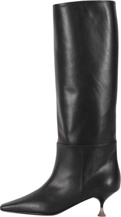 3Juin High Boots, female, Black, Size: 9 US Nancy Leather Sculpture Heel Boots