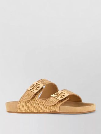 Tory Burch raffia double strap flat sole slippers