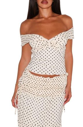 Tiger Mist Denali Off the Shoulder Polka Dot Top in White Polka Dot at Nordstrom, Size Xx-Small