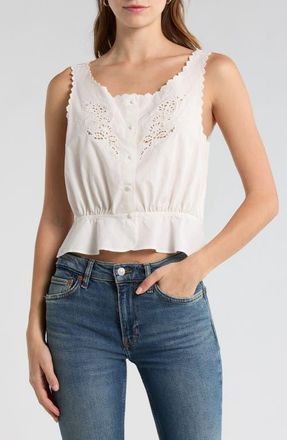 Re/Done Jerry Eyelet Tank in Vintagewhite at Nordstrom, Size Medium