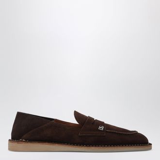 Dolce & Gabbana New Florio Ideal suede calfskin slippers in ebony