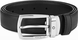 Montblanc Mens Trapeze Textured Cowhide Leather Belt