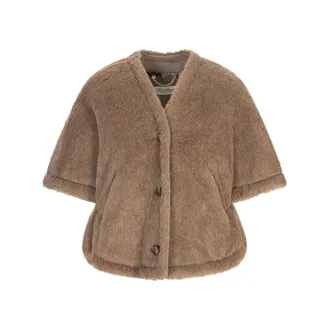 Max Mara Faux Fur & Shearling Jackets, female, Brown, Size: M/L Fiorire4 Short Cape