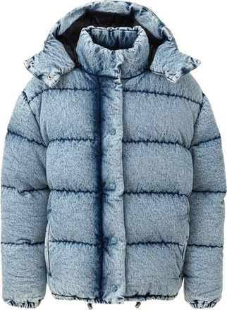 Miu Miu Winter Jackets, female, Blue, Size: 2XS Denim Puffy Jacket