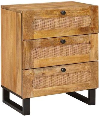 vidaXL Armario De Noche Natural 50 X 33 X 62 Cm Madera De Mango Maciza Vidaxl