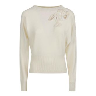 Ermanno Scervino Round Neck Jumper - female - Ermanno Scervino - Round-neck Knitwear - White - S - Knitwear