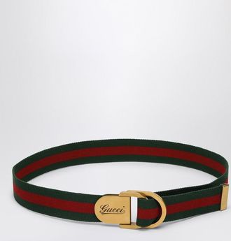 Gucci Belt With Web Motif And Logo Buckle