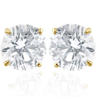 Pompeii3 2 Carat Lab Created Diamond Studs 14K Yellow Gold With Screw Backs