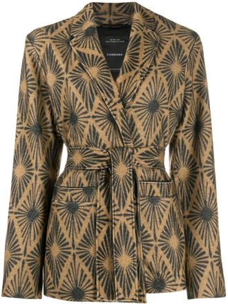 Canessa Blazer met geometrische print - Beige