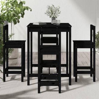 Berkfield Home Beautiful 5 Piece Garden Bar Set Black Solid Wood Pine