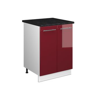 Vicco Mueble Bajo Para Fregadero Fame-line, Rojo Burdeos Alto Brillo/blanco, 60 Cm, Vicco