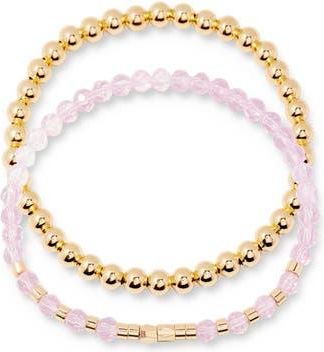 Brook & York Makenna Set of 2 Birthstone Beaded Stretch Bracelets in Gold at Nordstrom Rack