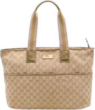 Gucci Pre-owned Canvas Tote Bag - Dames - Vintage Shopper - Beige - ONE Size - Vintage
