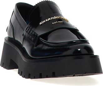 Alexander Wang Womens Black Cowhide Slip-On Loafers