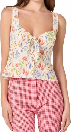 Astr Theresa Lace Bustier Tank Top In White Floral