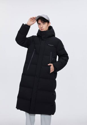 Bosideng Unisex Full Length Sporty Style Hoody Down Coat - Black - Size X-Small