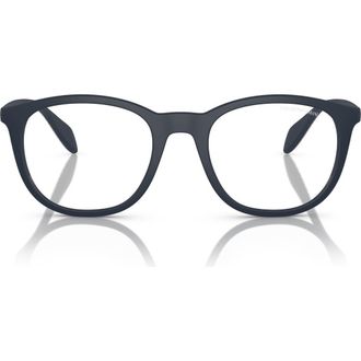 Emporio Armani 53mm Phantos Optical Glasses in Matte Blue /Clear at Nordstrom