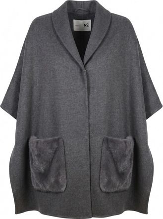Manzoni24 Cashmere Cape With Mink Details