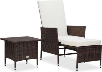 vidaXL Set De Muebles De Jard&iacute;n 2 Piezas Con Cojines Rat&aacute;n Pe Marr&oacute;n Vidaxl