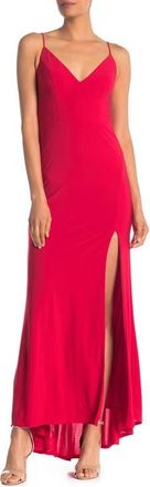Jump Apparel Plunge V-Neck Jersey Gown in Red at Nordstrom, Size X-Small