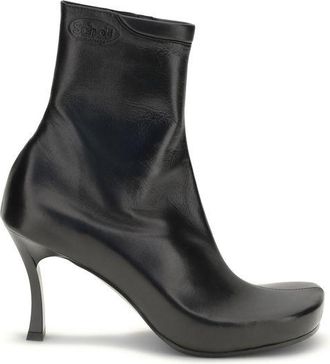 Balenciaga Black Calf Leather Bos Taurus Ankle Womens Boots