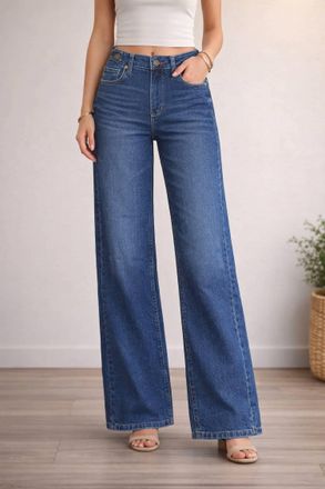 Judy Blue High Waist Retro Wide Leg Jeans - Petite In Dark Denim