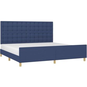 vidaXL Cama Sin Colch&oacute;n Tela Azul 200x200 Cm Vidaxl