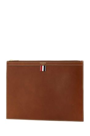 Thom Browne Mens Brown Leather Document Case Natural Portafogli