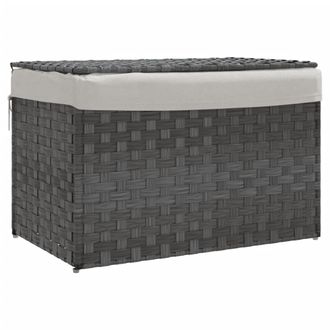 vidaXL Vidaxl - Cesto De Ropa Sucia Con Tapa Rat&aacute;n Sint&eacute;tico Gris 55,5x35x34 Cm