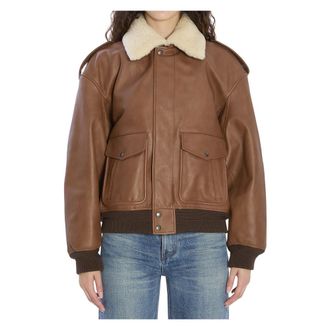 Saint Laurent Blouson Aviateur - female - Saint Laurent - Leather Jackets - Brown - M - Jackets