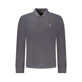 Napapijri Tops, Heren, Grijs, L, Katoen, Zwarte Katoenen Heren Poloshirt