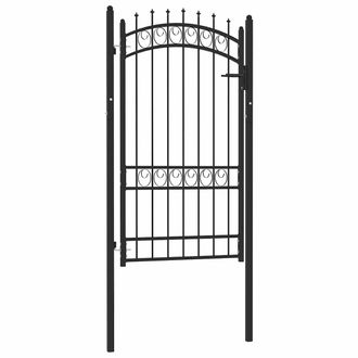 vidaXL Puerta De Valla Con Picos Acero Negro 100x175 Cm Vidaxl
