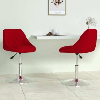 vidaXL Vidaxl - Sillas De Comedor Giratorias 2 Unidades Terciopelo Rojo Tinto