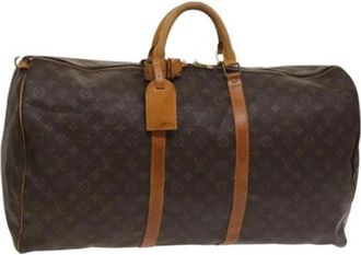 Louis Vuitton Tweedehands Canvas Louis Vuitton tassen - Dames - Vintage Weekendtas - Bruin - ONE Size - Leer - Vintage