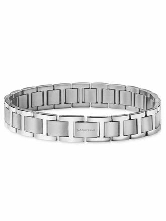 Bulova Mens Stainless Steel Link Bracelet In Silver-Tone