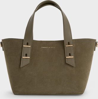 Charles & Keith Mini Shania Recycled Suede Double-Handle Tote Bag