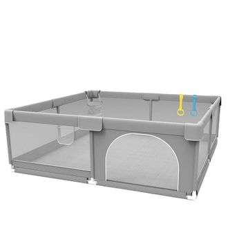 OEM Parque Infantil, Tejido Resistente, F&aacute;cil Montaje, Gris Claro, 1,8 X 2,0 M