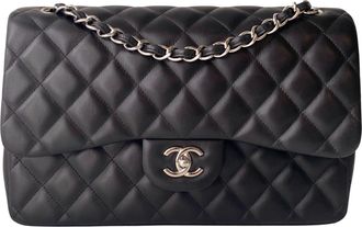 Chanel Black Lambskin Jumbo Double Flap Bag