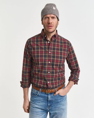 GANT Men Regular Fit Checked Archive Poplin Shirt (XXXL) PLUMPED RED
