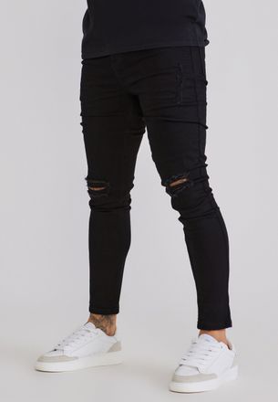 Siksilk Jeans SikSilk para Hombres Negros Desgastados Skinny 36