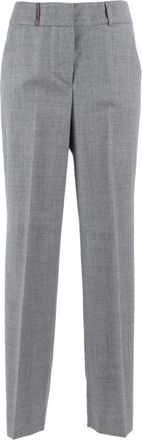 PESERICO Lurex Wollen Flanellen Broek - Dames - Wijde Broeken - Grijs - XL - Wol - Broeken